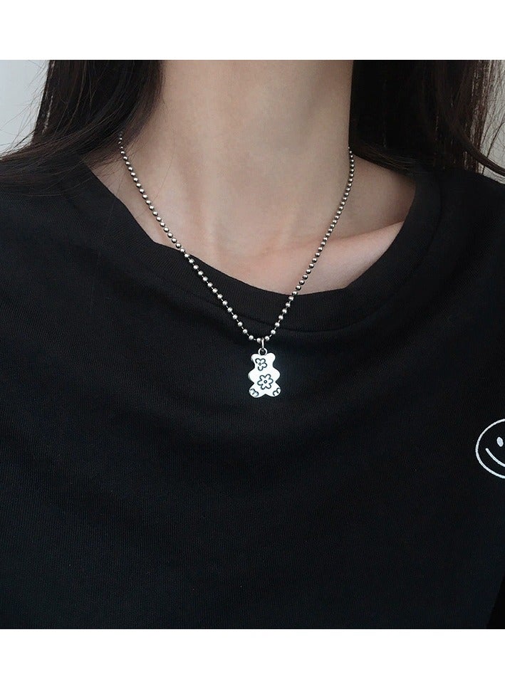 Goolsky Teddy Cookie Layered Chain Necklace – Sweet & Cool Girl Style, Trendy Hip-Hop Collarbone Jewelry  - Image 5