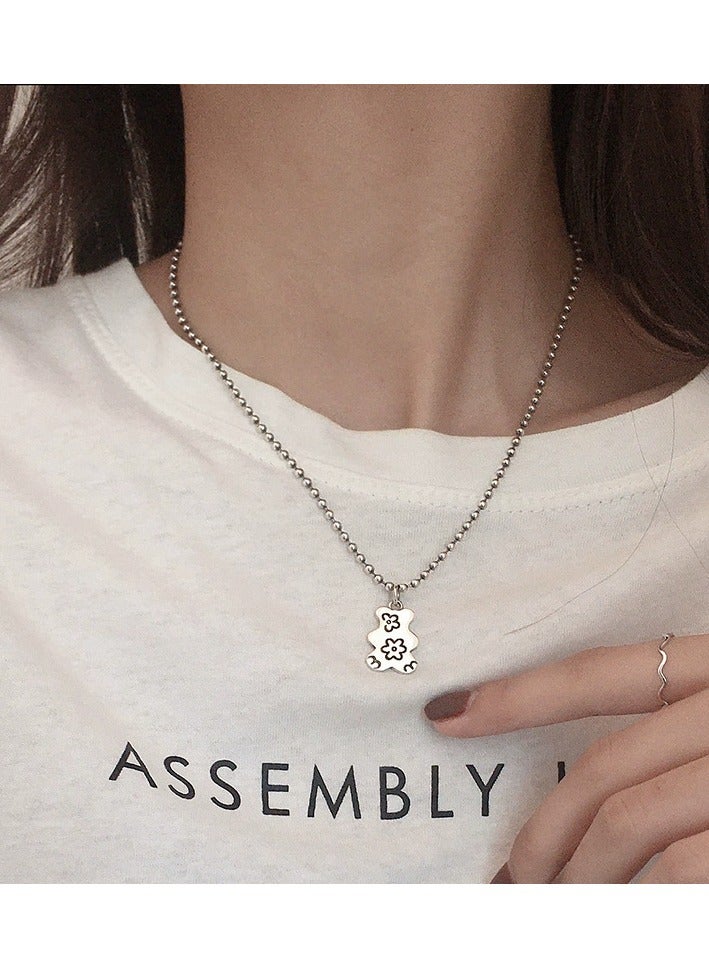 Goolsky Teddy Cookie Layered Chain Necklace – Sweet & Cool Girl Style, Trendy Hip-Hop Collarbone Jewelry  - Image 3