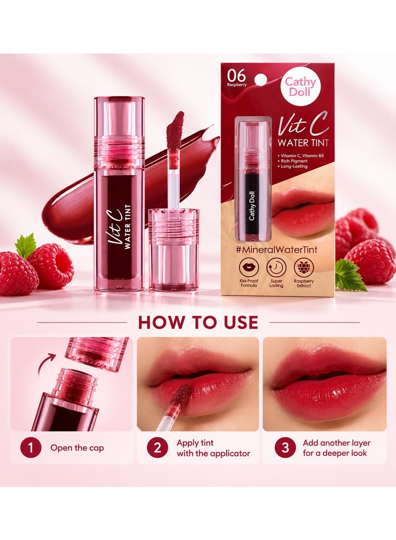 Cathy Doll Vit C Water Tint - Long-Lasting Raspberry Lip & Cheek Tint with Vitamin C - Image 3