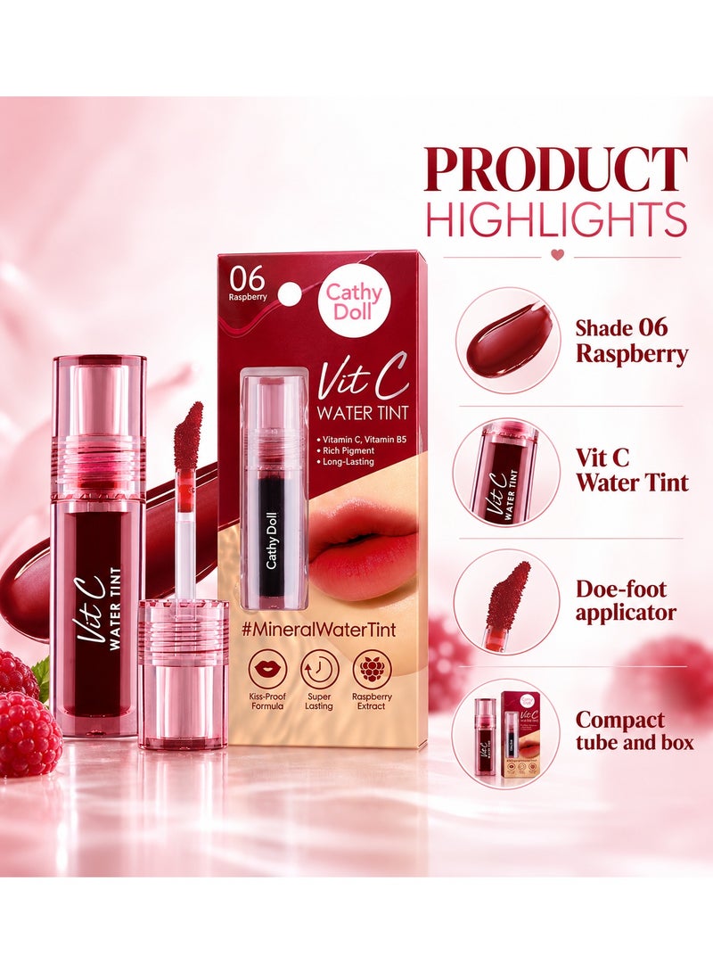 Cathy Doll Vit C Water Tint - Long-Lasting Raspberry Lip & Cheek Tint with Vitamin C - Image 4
