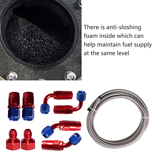 Edicapo Universal 5 Gallon 20L Fuel Cell Tank Polished Aluminum Black with Cap/Level Sender/12FT Oil Feed Line - Image 5