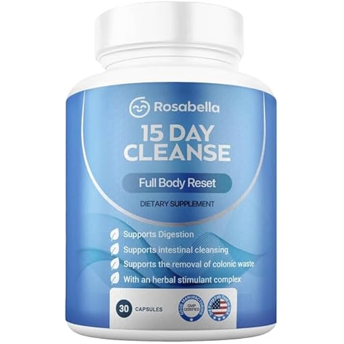 Rosabella 15 Day Cleanse – Full Body Detox & Colon Cleanse for Men & Women – Gut Cleanse Detox Pills for Digestive Health & Bloating Relief – Doctor-Formulated, Non-GMO, 30 Vegan Capsules - Image 1