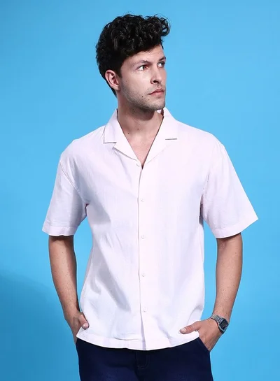 The Indian Garage Co Men Relaxed Fit Solid Half Sleeves Cuban Collar Resort Wear Shirt