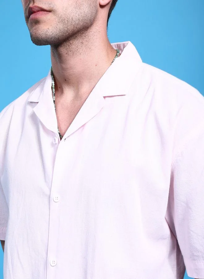 شركة المرآب الهندية Men Relaxed Fit Solid Half Sleeves Cuban Collar Resort Wear Shirt
