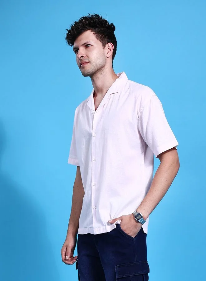 شركة المرآب الهندية Men Relaxed Fit Solid Half Sleeves Cuban Collar Resort Wear Shirt