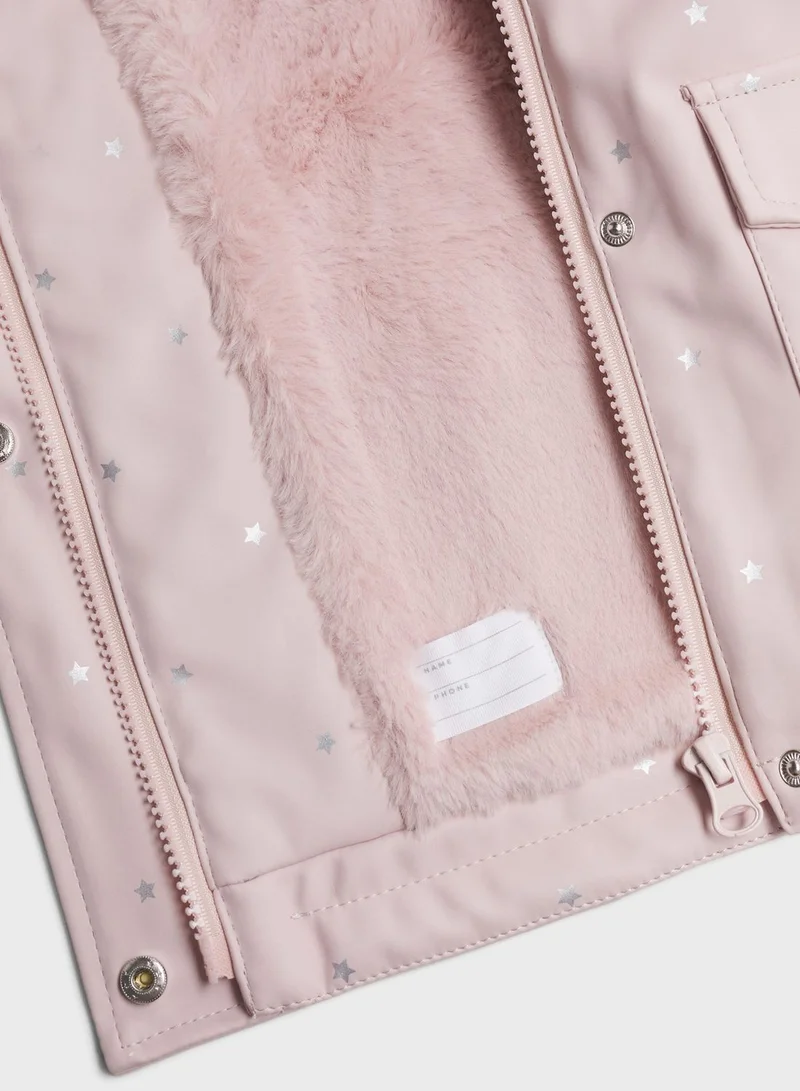 MANGO Kids Star Print Hooded Coat