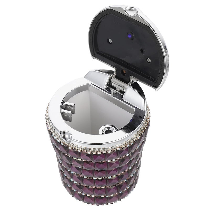 Smokeless Car Ashtray With LED Light Rhinestone Portable Auto Odor Proof - Image 2