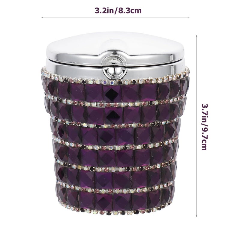 Smokeless Car Ashtray With LED Light Rhinestone Portable Auto Odor Proof - Image 3
