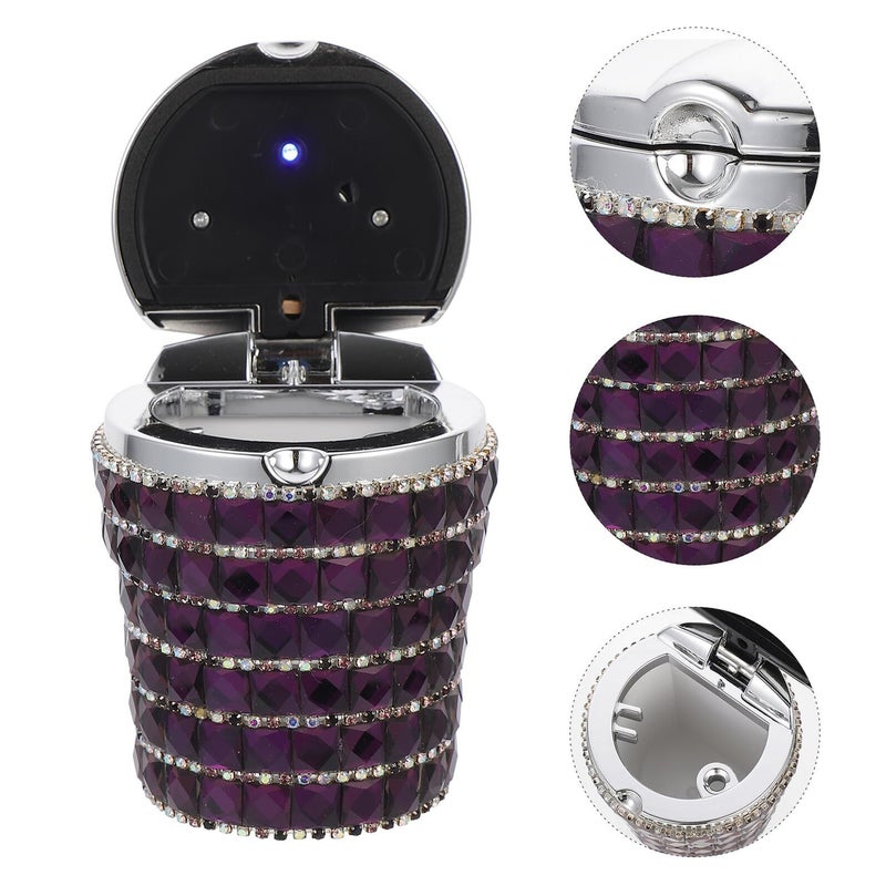 Smokeless Car Ashtray With LED Light Rhinestone Portable Auto Odor Proof - Image 4