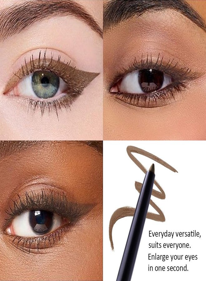 FeiCuiYun Light Brown Pencil Eyeliner for Women, Smudge-Proof Waterproof, Eye Makeup with Built-In Sharpener and sponge brush head (02#Light Brown, 1Pcs) - Image 2