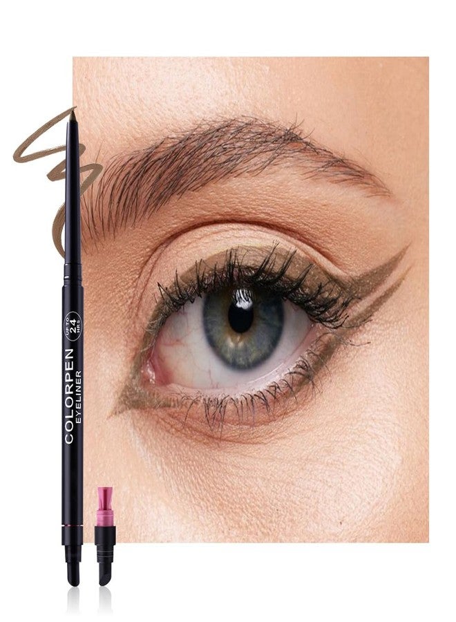 FeiCuiYun Light Brown Pencil Eyeliner for Women, Smudge-Proof Waterproof, Eye Makeup with Built-In Sharpener and sponge brush head (02#Light Brown, 1Pcs) - Image 1