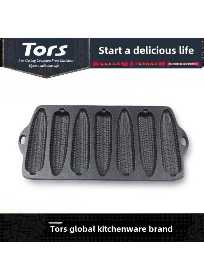 Generic - Tors Cast Iron Seven Corn Mold For Open Flame Corn Bread Egg Tart Mold Commercial Export Oven Available-Specifications:Seven Corn Molds (single Piece) - Image 1