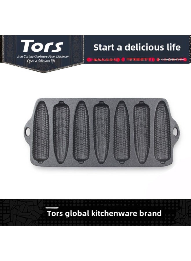 Generic - Tors Cast Iron Seven Corn Mold For Open Flame Corn Bread Egg Tart Mold Commercial Export Oven Available-Specifications:Seven Corn Molds (single Piece) - Image 1