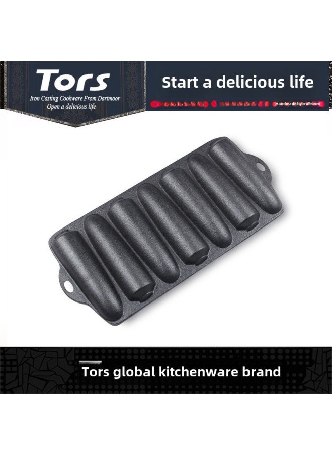 Generic - Tors Cast Iron Seven Corn Mold For Open Flame Corn Bread Egg Tart Mold Commercial Export Oven Available-Specifications:Seven Corn Molds (single Piece) - Image 1