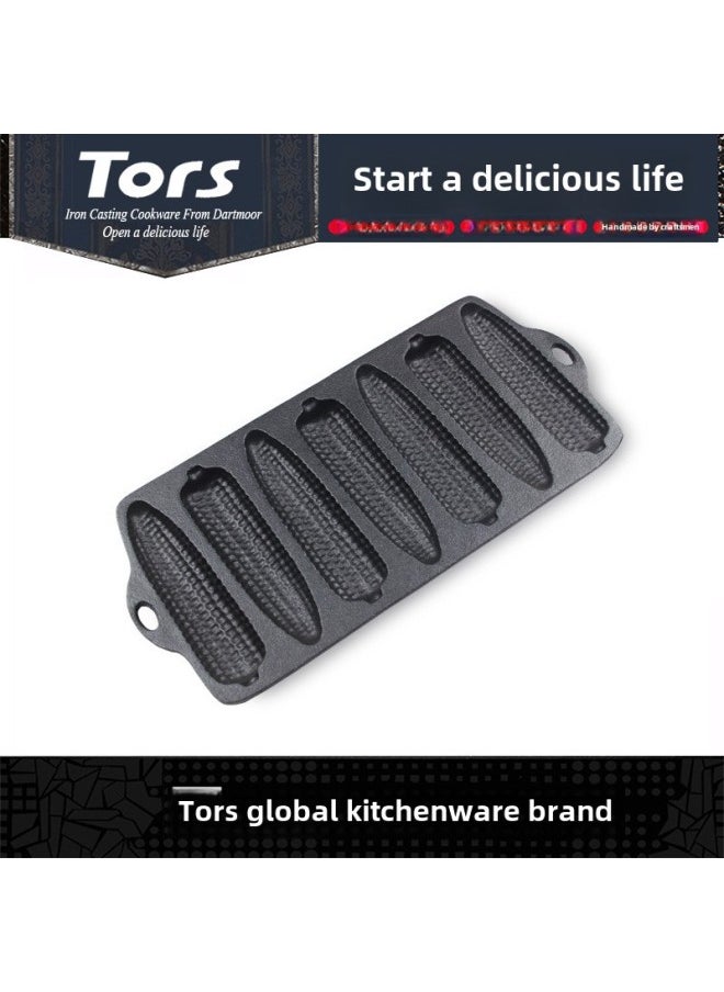 Generic - Tors Cast Iron Seven Corn Mold For Open Flame Corn Bread Egg Tart Mold Commercial Export Oven Available-Specifications:Seven Corn Molds (single Piece) - Image 1