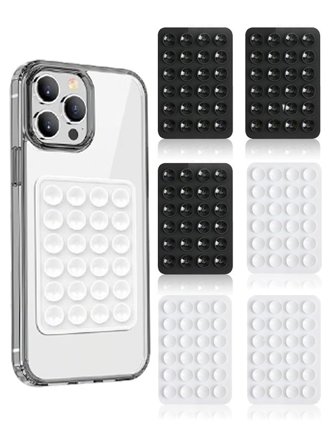 6Pcs Suction Phone Case White&Black  Mount Silicon Adhesive Phone Accessory for iPhone and Android Hands-Free Fidget Toy Mirror Shower Phone Holder Tiktok Videos and Selfies - Image 1