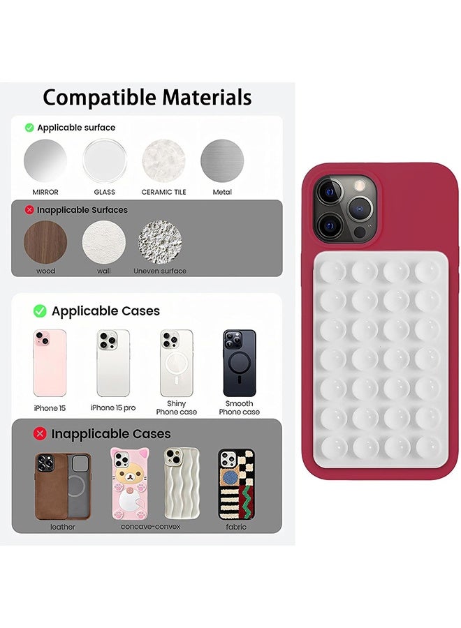 6Pcs Suction Phone Case White&Black  Mount Silicon Adhesive Phone Accessory for iPhone and Android Hands-Free Fidget Toy Mirror Shower Phone Holder Tiktok Videos and Selfies - Image 5