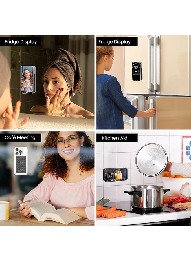 6Pcs Suction Phone Case White&Black  Mount Silicon Adhesive Phone Accessory for iPhone and Android Hands-Free Fidget Toy Mirror Shower Phone Holder Tiktok Videos and Selfies - Image 4