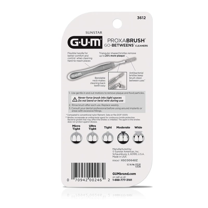 GUM Proxabrush GoBetweens  Moderate  Interdental Brushes  Soft Bristled Dental Picks for Plaque Removal Health  Safe for Braces  Dental Devices 10 Count Pack of 4 - Image 3