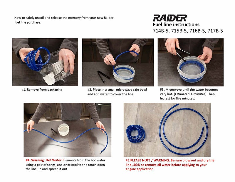 Raider خرطوم وقود بولي يوريثان رايدر (5 قدم × 1/4 بوصة) باللون الأزرق - Image 5