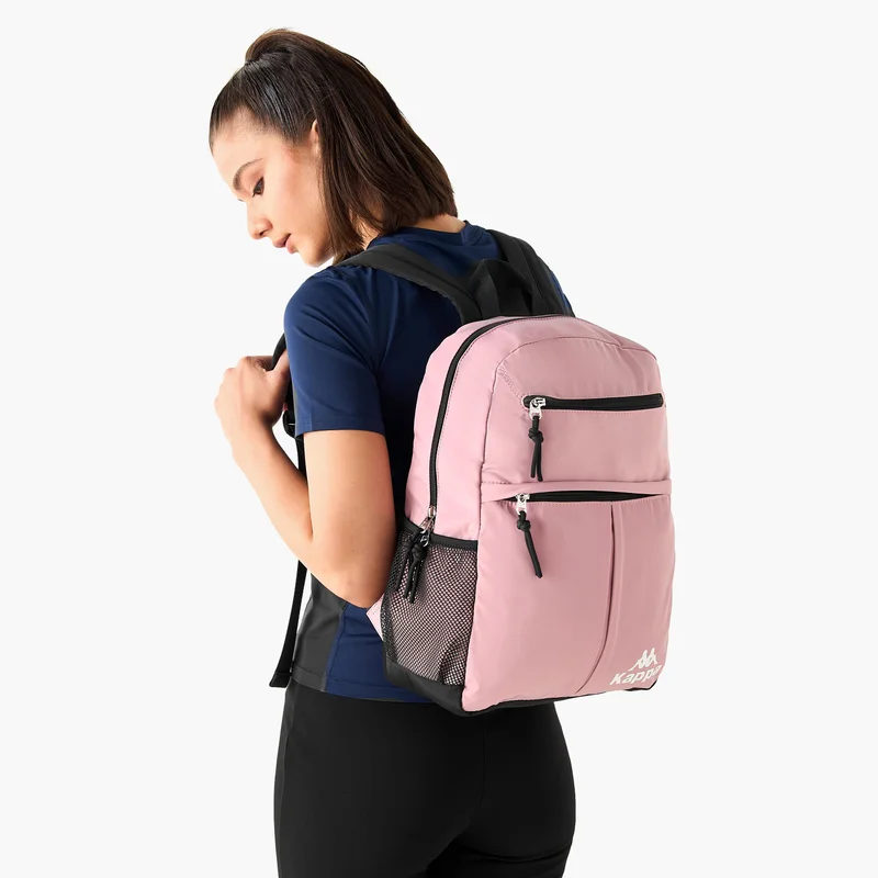 كابا Kappa Logo Print Backpack with Adjustable Shoulder Straps