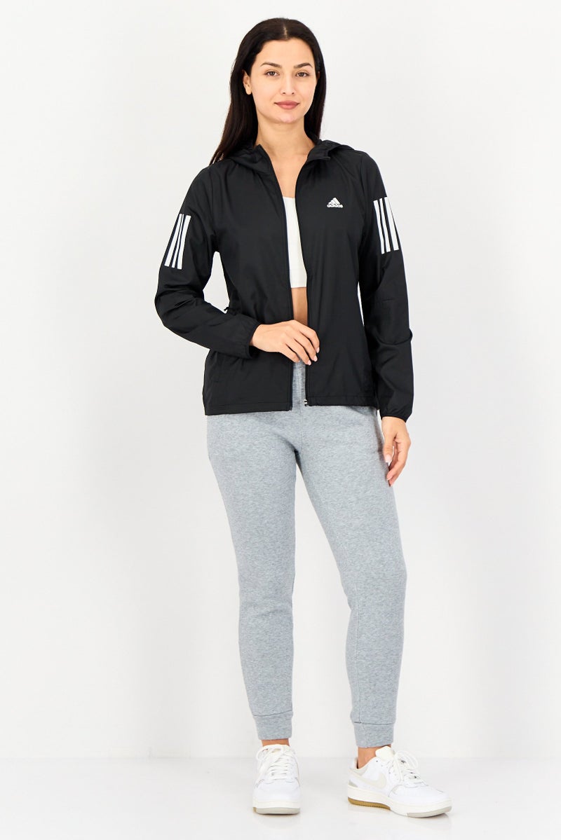 Adidas Women Sportswear Fit Long Sleeve Running  Windbreaker Jacket, Black - Image 3