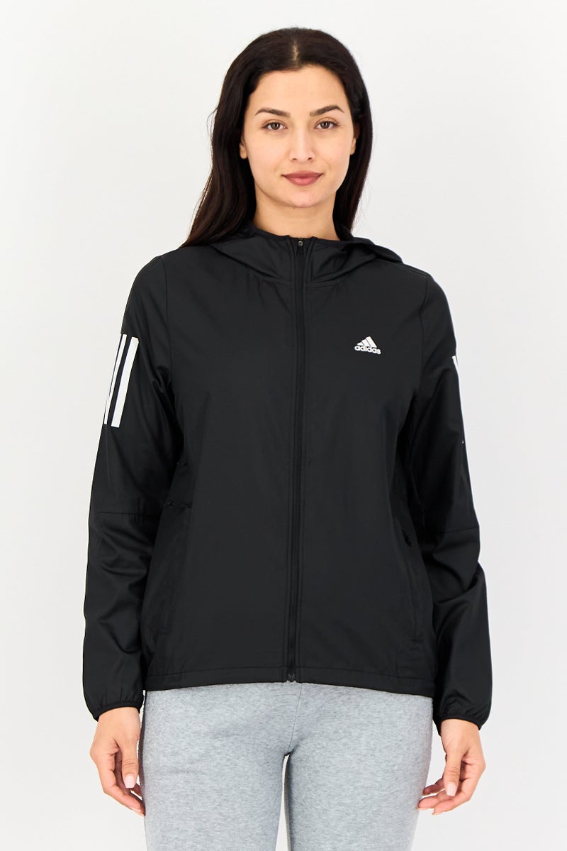 Adidas Women Sportswear Fit Long Sleeve Running  Windbreaker Jacket, Black - Image 1