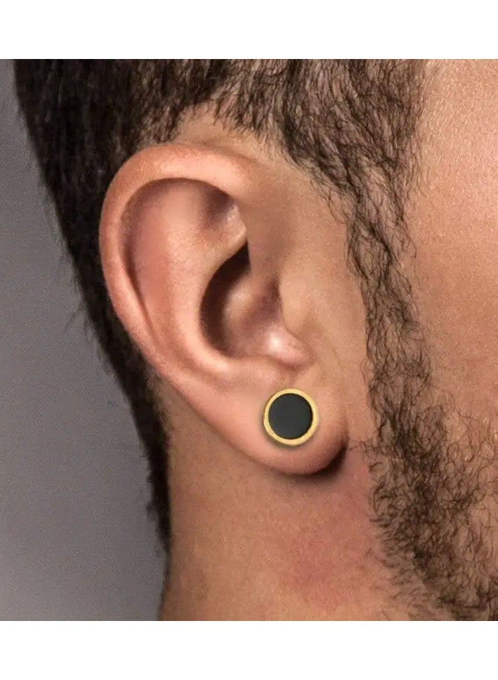 Home Clearance Sale 2pcs Punk Stainless Steel Dumbbell Earrings Round Oil Drip Stud Earrings for Men Hip Hop Jewelry Gift  - Image 5