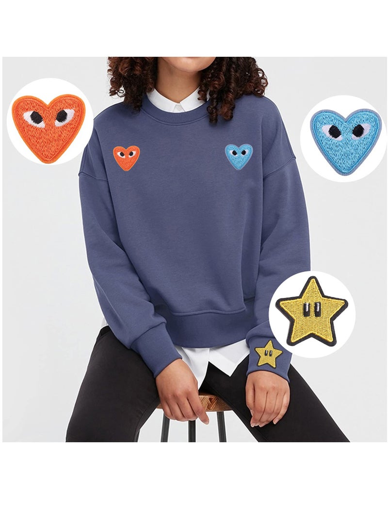 Cartoon Heart Embroidery Patch for Fashionable Clothing - Cute and Stylish Cloth Applique for Jackets, Bags, and Accessories  - Image 2