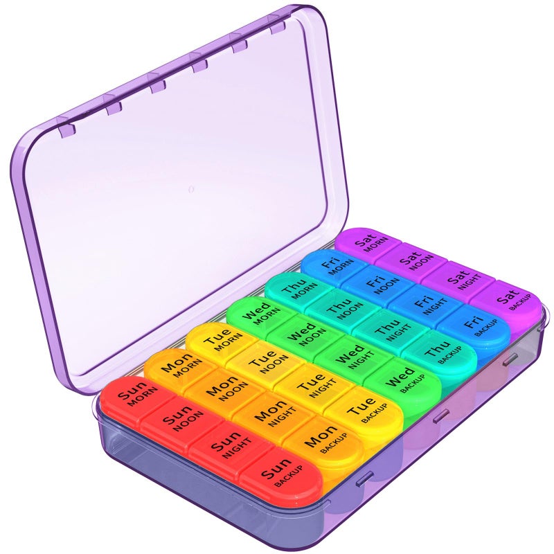 Daviky Weekly Pill Organizer 4 Times a Day, Large 7 Day Pill Box Portable for Travel, Medicine Organizer Box with Removable Individual Pill Containers to Hold Vitamins, Supplements and Medication - Image 1