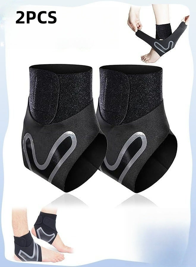 1 Pair Ankle Brace For Women Men Breathable Comfortable Adjustable Elastic Ankle Support Sleeve For Sports Sprain Recovery Arthritis Plantar Fasciitis Achilles Tendonitis Protection Black - Image 1
