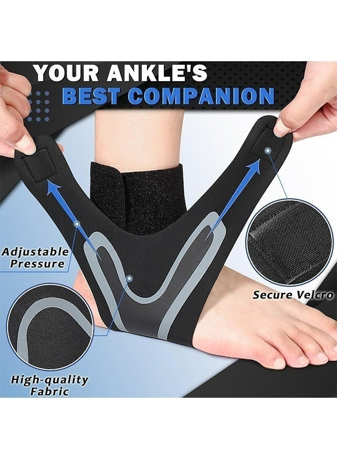 1 Pair Ankle Brace For Women Men Breathable Comfortable Adjustable Elastic Ankle Support Sleeve For Sports Sprain Recovery Arthritis Plantar Fasciitis Achilles Tendonitis Protection Black - Image 2