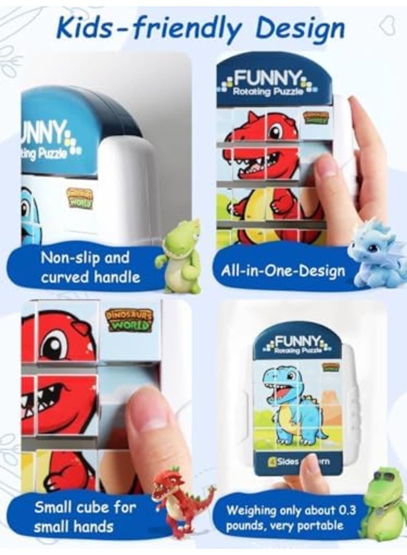 SYOSI Rotating Puzzles for Kids 2-6 – 16-Piece Dinosaur Brain Teaser for Toddlers, Travel & Road Trip Toys, Fine Motor Skill Game, Airplane Activities, Birthday Gifts Boys & Girls (Multicolor) - Image 3