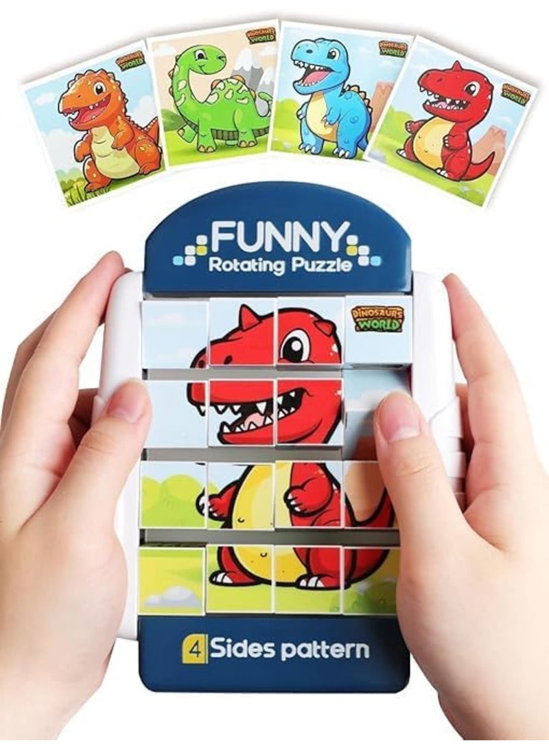 SYOSI Rotating Puzzles for Kids 2-6 – 16-Piece Dinosaur Brain Teaser for Toddlers, Travel & Road Trip Toys, Fine Motor Skill Game, Airplane Activities, Birthday Gifts Boys & Girls (Multicolor) - Image 1