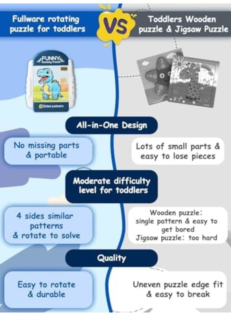 SYOSI Rotating Puzzles for Kids 2-6 – 16-Piece Dinosaur Brain Teaser for Toddlers, Travel & Road Trip Toys, Fine Motor Skill Game, Airplane Activities, Birthday Gifts Boys & Girls (Multicolor) - Image 5