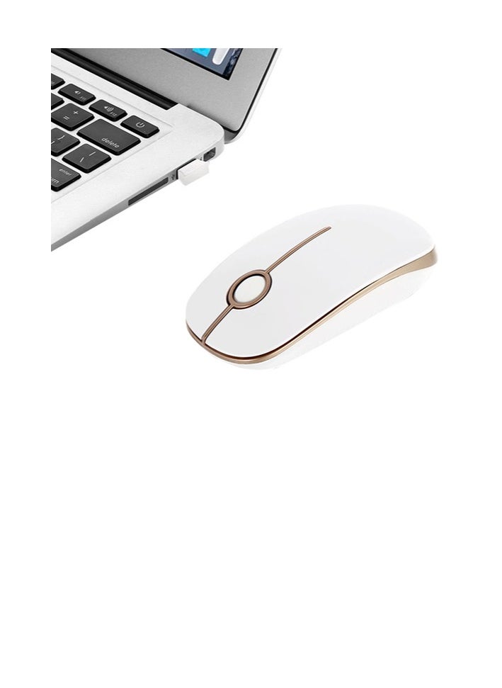 JELLY - Jelly Comb 2.4G Slim Wireless Mouse with Nano Receiver Less Noise, Portable Mobile Optical Mice for Notebook, PC, Laptop, Computer, MacBook - White - Image 1