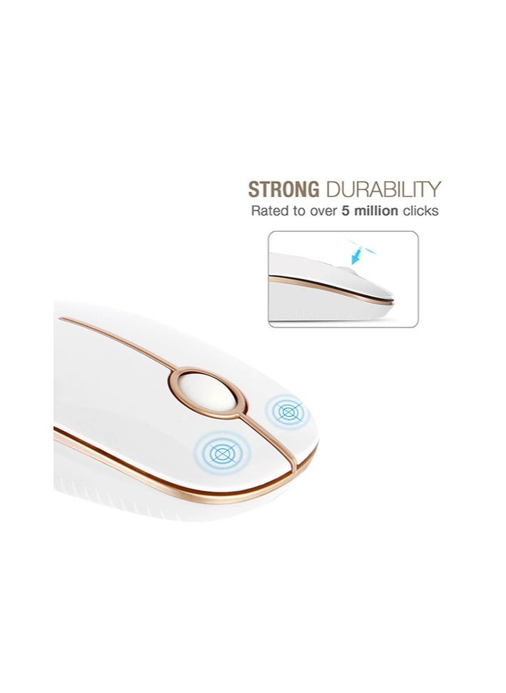 JELLY - Jelly Comb 2.4G Slim Wireless Mouse with Nano Receiver Less Noise, Portable Mobile Optical Mice for Notebook, PC, Laptop, Computer, MacBook - White - Image 1