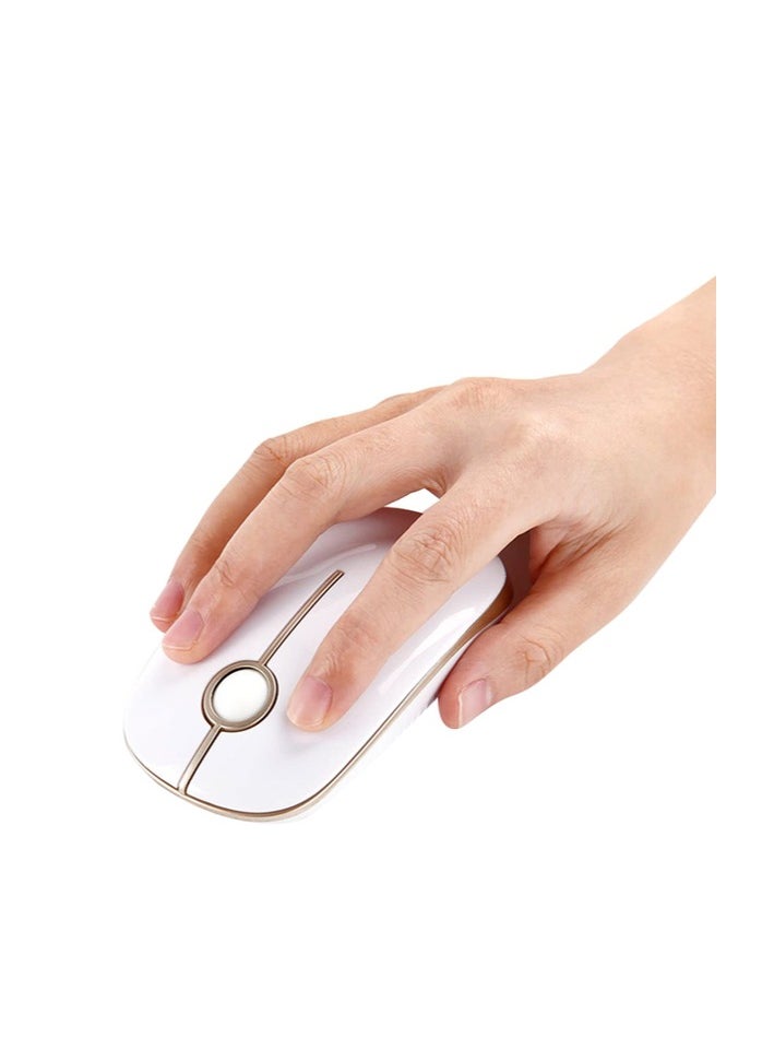 JELLY - Jelly Comb 2.4G Slim Wireless Mouse with Nano Receiver Less Noise, Portable Mobile Optical Mice for Notebook, PC, Laptop, Computer, MacBook - White - Image 1