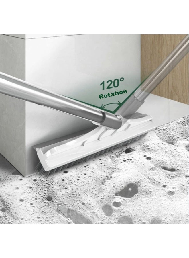 Bukela 2-in-1 Floor Brush with Long Handle Grout Brush, 3 Poles 53.5 Inch Stiff Bristle Cleaning Brush with 120° Rotating Squeegee for Cleaning Bathroom, Glass, Patio, Kitchen - Image 2