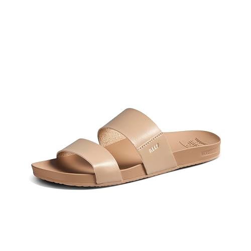 Reef Cushion Vista Womens Fashion Slide Sandal, Vegan Leather Strap, Ultra Soft Cushion Footbed, Oasis, 9 - Image 1