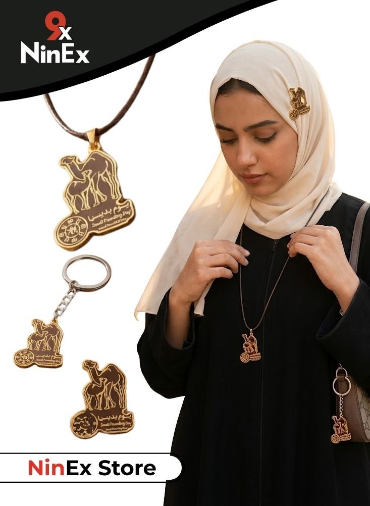 بريميم قلادة تراثية سعودية تقليدية بتصميم رمزي - مجوهرات تذكارية - Image 1
