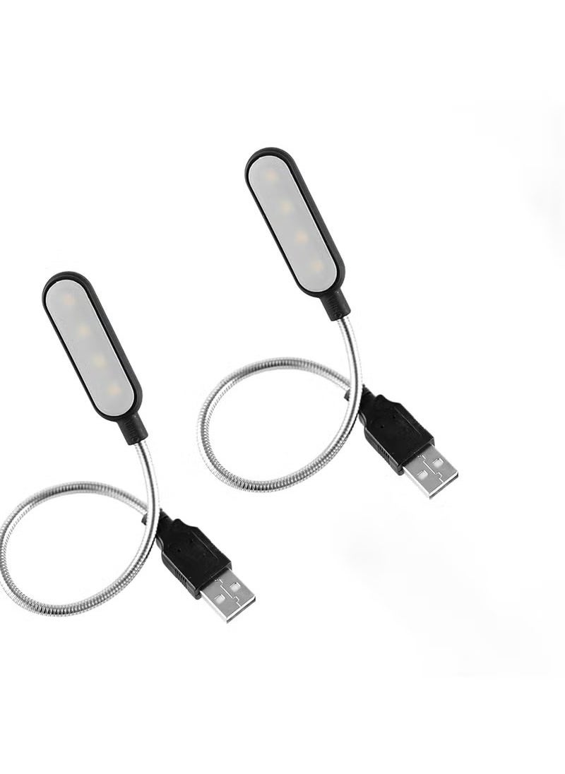 Generic 2Pcs Laptop Light Multifunctional, USB Light with Flexible Gooseneck, LED USB Light Eye-Caring LED Technology, Plug-and-Play Design, USB Reading Light for Laptops, Keyboards, Desk, Book Reading（White Light+warm light)  - Image 1