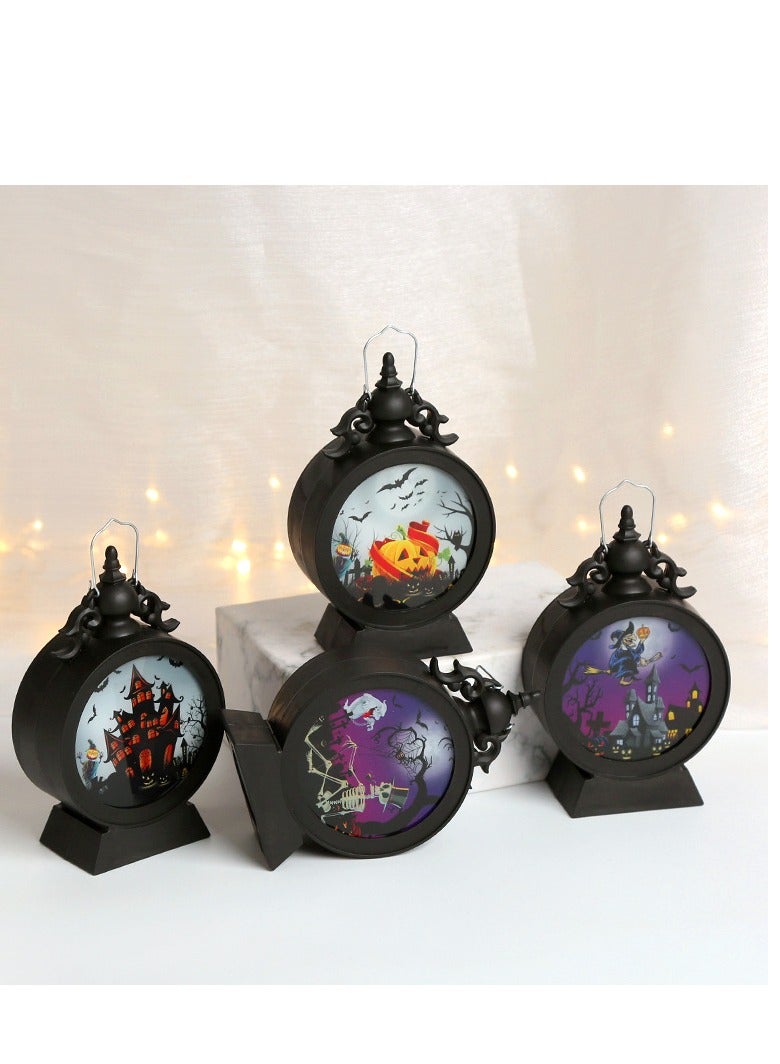 Excefore فوانيس محمولة بقوة بطارية أضواء ريترو عتيقة زينة معلقة لأغراض خارجية مصنوعة من البلاستيك لحفلات الطاولة والأجواء المخيفة 2PCS - Image 3