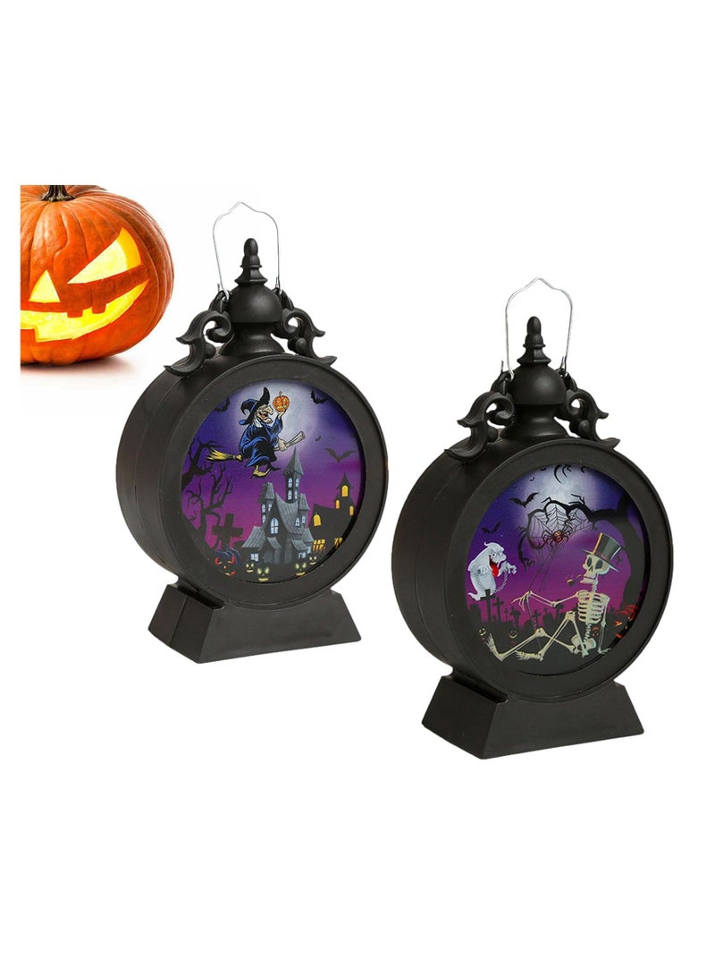 Excefore فوانيس محمولة بقوة بطارية أضواء ريترو عتيقة زينة معلقة لأغراض خارجية مصنوعة من البلاستيك لحفلات الطاولة والأجواء المخيفة 2PCS - Image 1