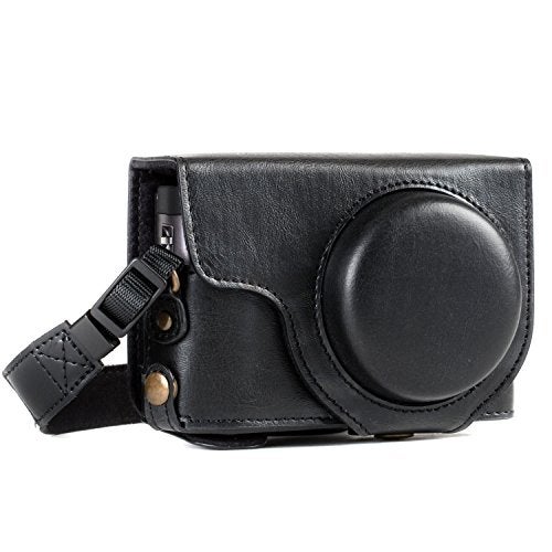 MegaGear MG1258 Ever Ready Leather Camera Case compatible with Panasonic Lumix DCZS80 DCZS70 DCTZ95 DCTZ90 Black - Image 1