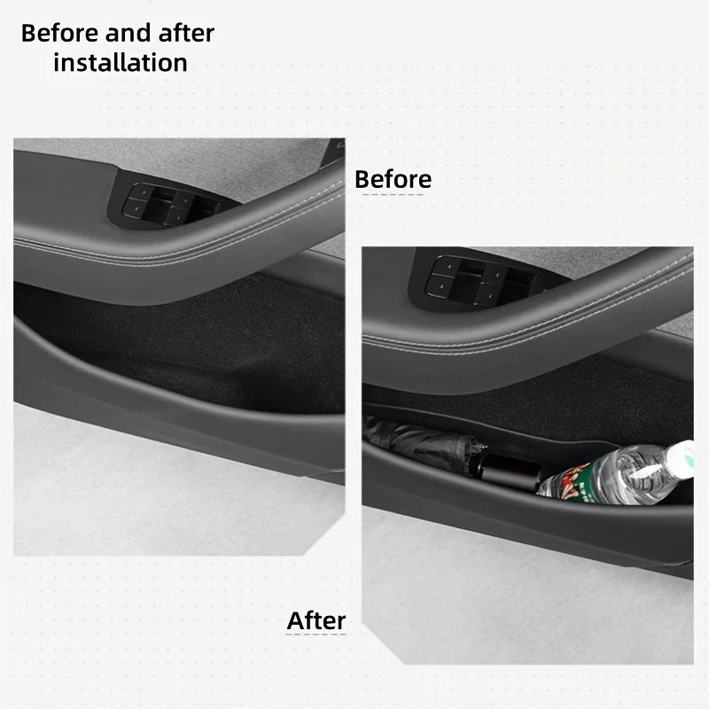 For TESLA Model Y Juniper 2025 için yan kapılar için depolama kutuları, 4 adet ön ve arka kapı yuvaları için TPE tabakları, su geçirmez yan kapı depolama kutuları, araç iç aksesorileri. - Image 5