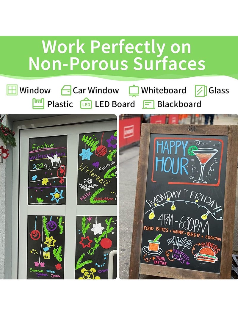 Beauenty Jumbo Chalk Window Markers for Cars Glass Washable - 8 Colors Liquid Chalk Markers Pen With 15mm Wide Tips, Chalkboard Markers, Window Paint Markers For Car Decoration, Auto Glass, Poster, Business  - Image 5