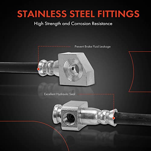 A-Premium Rear Driver and Passenger Brake Hydraulic Hoses Compatible with Select Ford Models - For Mustang 2015 2016 2017 2018 2019 2020 2021 - Replace# FR3Z2282C, FR3Z2282D(Pack of 2) - Image 4