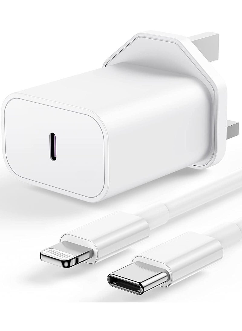 ELTRAZONE iPhone USB C Fast Charger Plug and Cable - [Apple MFi Certified] 20W Charging Power Adapter and 2M Original Lightning Cable Lead, Wall Charger for Apple iPhone 14 13/12/11/Pro Max/Mini/XR/X/8/7/iPad  - Image 1