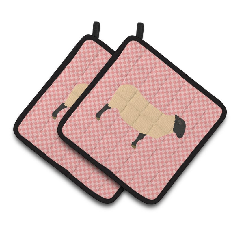 Caroline's Treasures ""Caroline's Treasures Suffolk Sheep Pink Check Decorated Pot Holder  7.5"""" x 7.5"""""" 